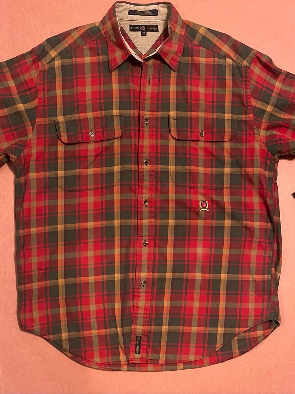 Tommy Hilfiger Red & Green Plaid Button-Down Shirt - Picture 3 of 3